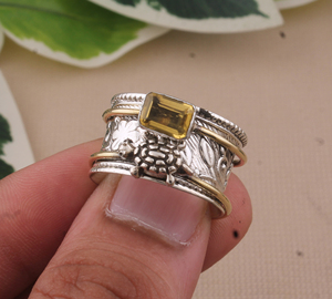 แหวนเงินแท้ 925 วินเทจ ประดับพลอยซิทรินรูปเต่า ดีไซน์สัตว์ สำหรับผู้หญิง เหมาะสำหรับงานปาร์ตี้ริมชายหาด ขายส่งจากโรงงาน - Product Image 2