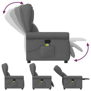 Fauteuil inclinable de massage en tissu gris foncé - Product Image 6