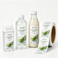 Étiquettes personnalisées imprimées pour bouteilles de boisson à la noix de coco, autocollantes en rouleau, imperméables, résistantes à l'huile, de qualité alimentaire pour l'emballage des boissons