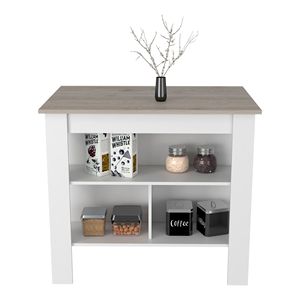 DEPOT E SHOP Isola da Cucina Antibatterica Delos Grigio Chiaro/Bianco - Product Image 4