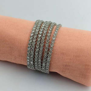 Jewelemarket Silver Plated White Fashion Jewelry <b>Set</b> with <b>Crystal</b> Stone Bangles 2.4g - Product Image 1