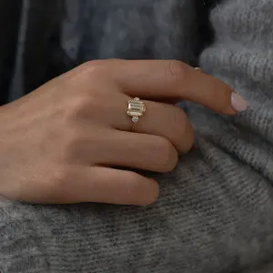 Anillo de Boda con Diamante Cultivado en Laboratorio de Primera Calidad, Oro Sólido de 14K, Blanco, Amarillo, Oro Rosa, VVS, VS, Certificado IGI, Corte Radiante, Sin Níquel - Product Image 2