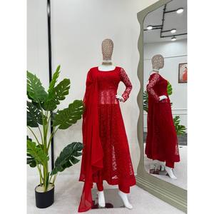 Top-Pent y Dupatta Set para Party Wear Thread and Sequence Work Talla XL - Product Image 2