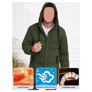 เสื้อโค้ทกันหนาวผู้ชายแบบยาว แจ็คเก็ตพัฟเฟอร์อุ่นๆ มีฮู้ด แจ็คเก็ตบุผ้านวมแบบพาร์กา เสื้อคลุมกันหนาวแบบมีซับในสำหรับอากาศหนาว  แบบลำลองสำหรับฤดูหนาว - Product Image 2