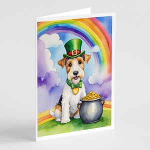 Whimsical Fox Terrier St Patrick's Day <b>Greeting</b> <b>Cards</b> Pack of 8 A7 Size 5x7 Blank <b>Note</b> <b>Cards</b> with Envelopes - Product Image 1