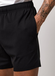 Shorts de sport pour homme respirants, à séchage rapide, écologiques, en polyester/coton, taille mi-haute, avec cordon de serrage, logo frontal et poches - Product Image 4