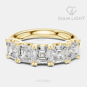Bague de fiançailles en or blanc 14 carats avec diamant de laboratoire de 3,60 carats, coupe Asscher, bague de mariée, certifiée IGI, bijoux fins pour femmes - Product Image 3