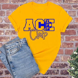 T-shirt SGRHO Ace Club Or pour femme, imprimé graphique, col rond décontracté, manches courtes, mode streetwear, personnalisation sororité grecque - Product Image 1