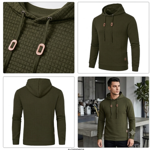 Service OEM – Nouveau design – Pull à capuche en maille gaufrée 100 % coton – Vert olive – Léger – Prix bas – Couleur unie – Respirant - Product Image 3