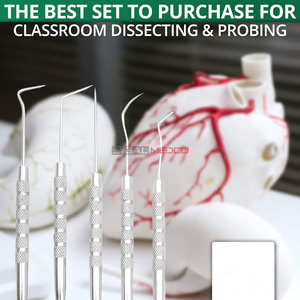 Stainless Steel Precision Probe Pick and Hook <b>Set</b> 5pcs Dissection Clay and Wax Modeling <b>Sewing</b> Dental Precision Work - Product Image 5