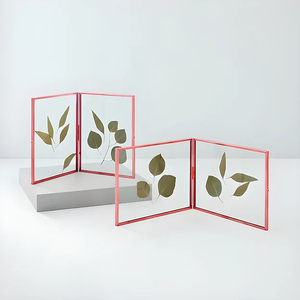 Cadre photo mural en verre transparent de forme rectangulaire au design moderne, finition dorée, cadre décoratif pour fleurs pressées - Product Image 6