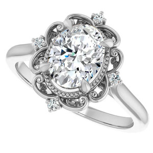 Stylish 10k/12k/18k Solid Gold Oval Lab Grown <b>Diamond</b> Cathedral Engagement & Anniversary <b>Ring</b> IGI Certified Women - Product Image 2