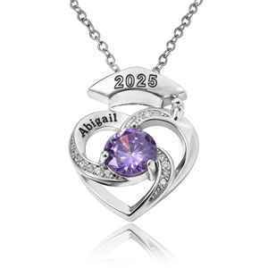 Colliers de remise de diplôme BOJ 01, forme flèche universitaire, pierre de naissance, nom personnalisé, argent de luxe, certifié 5 grammes, pour remise de diplôme personnelle - Product Image 2