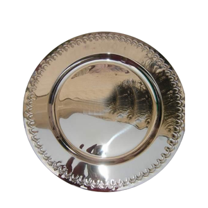 Assiette de service ronde en acier inoxydable de qualité supérieure avec finition polie miroir, idéale pour les mariages et la décoration de table raffinée - Product Image 6
