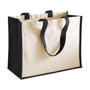 กระเป๋าผ้าปอกระเจาแบบใช้ซ้ำได้ พิมพ์โลโก้ตามสั่ง เคลือบลามิเนต พร้อมหูหิ้วไม้ไผ่ โซลูชั่นการช้อปปิ้งที่ยั่งยืน จัดส่งรวดเร็ว มีสินค้าในสต็อก - Product Image 6