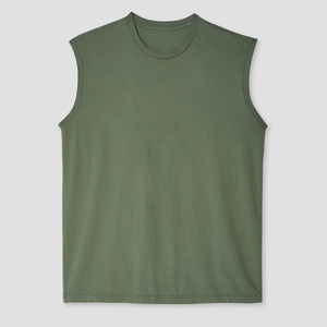 Camiseta sin mangas personalizada para hombre, cuello redondo, mezcla de algodón, chaleco muscular, camiseta deportiva para gimnasio, entrenamiento, transpirable, lisa, negra - Product Image 1