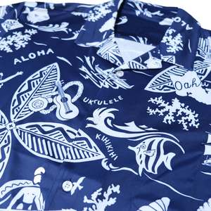 Men's Blue Short Sleeve Hawaiian Print <b>TShirt</b> Regular Fit Casual Wear Breathable <b>Polyester</b> Woven Patterned Design - Product Image 6