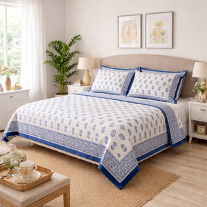 Luxury Classic Jaipuri Hand <b>Block</b> Printed Premium Cotton 200TC 3-Piece Durable Machine Washable Bedsheet Set King Size Home use - Product Image 4