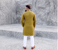 Kurta à imprimé floral pour homme, haut long boutonné en coton, vêtements indiens et pakistanais, tenue décontractée pour les voyages