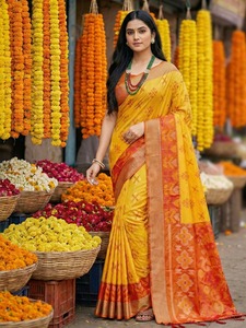 Designer pochampalli silk blend <b>saree</b> for women | wedding & - Product Image 3