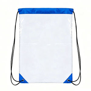 PLAYER'S POINT Luxury Clear <b>Drawstring</b> <b>Backpack</b> Blue Trim Black Cords Unisex Adult Waterproof ABS Large Capacity Sport Bag All - Product Image 1
