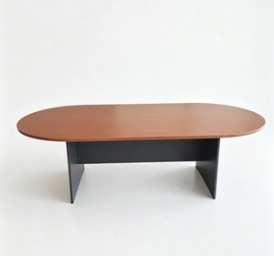 Table de conférence ovale, plateau en placage de bois, pieds en métal, design minimaliste, mobilier de bureau, usage commercial, 6 places, système de bureau AY - Product Image 1