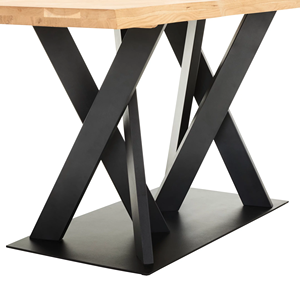Table à manger en bois d'acacia massif de qualité supérieure avec pieds en métal robustes, meubles en bois à bord naturel pour maison moderne, restaurant, ferme - Product Image 5