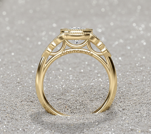 แหวนหมั้นเพชรเลี้ยงในห้องปฏิบัติการทรงกลม ขอบทองคำขาว 14K ชุบทองคำชมพู สไตล์วินเทจ แหวนเจ้าสาว เครื่องประดับสั่งทำพิเศษ พร้อมใบรับรอง - Product Image 2