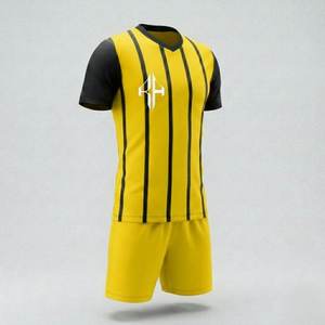 Uniforme de fútbol con cuello en V, diseño OEM, tela 100% poliéster, teñido liso, técnica de primera calidad. - Product Image 2