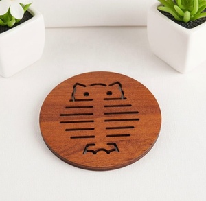 Cute <b>Cat</b> Face Laser Cut Solid Wood Coaster Handcrafted Heat Resistant Drink <b>Mat</b> Table Protector Coffee Tea Glass Holder Pet Love - Product Image 3