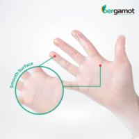 Gants jetables en PVC transparents Bergamot certifiés CE ISO EN pour la restauration et les soins de santé, sans latex, protection des mains, tailles XS-XL