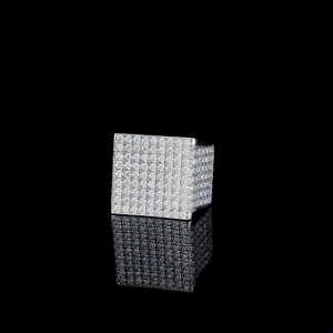 Moissanite Iced Out Wide Cuff <b>Ring</b> Pavé Full Stone Statement Band Luxury Hip Hop Jewelry for <b>Men</b> - Product Image 2