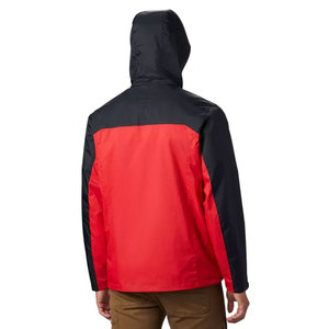 Mens <b>Red</b> and Black <b>Hooded</b> Windproof <b>Jacket</b> Casual Spring Outerwear Full Zip Color Block Regular Fit Lightweight Polyester Shell - Product Image 2