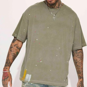 Cotton Custom Men Large 300g Ink Wash <b>Tshirt</b> Manufacturer Blank Cotton T shirt OEM Service ODM Design Latest Design 2026 - Product Image 1