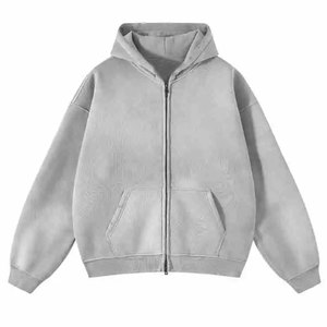 Sudadera con Capucha para Hombre, Moderna, de Textura Lisa, con Estampado Digital, Cierre de Cremallera, Mezcla de Poliéster/Algodón, Diseño Desgastado, con Bolsillos - Product Image 4