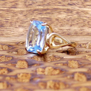 Wedding Wear 925 Sterling Silver Gold Plated Jewelry Blue Topaz Gemstone Women Wear Classic <b>Ring</b> - Product Image 6