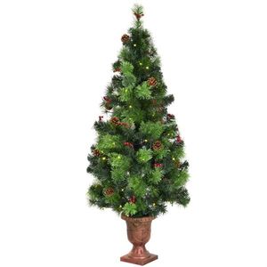 100 luci LED trasparenti # # # #   Albero di Natale Artificiale in PVC Preilluminato da 1,5 m con Bacche Rosse e Coni per Adattatore UL - Product Image 3