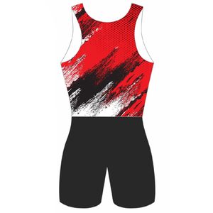 Combinaison de lutte unisexe violette ajustée en Spandex et Nylon extensible avec logo imprimé par transfert thermique sur le devant, vêtement de sport de combat - Product Image 3