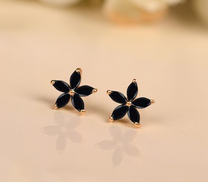 <b>Black</b> Moissanite Diamond Flower <b>Stud</b> <b>Earring</b> 925 Sterling Silver Classic Womens Customized <b>Earring</b> Gift For Her - Product Image 2