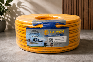 Tuyau rond flexible KARYON Premium 13MMX21MMX100M haute pression en PVC jaune pour compresseur d'air industriel et outils pneumatiques - Product Image 1