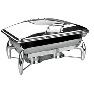 Elegante bandeja rectangular de acero inoxidable para calentar alimentos con tapa de cristal. Elegante y duradero, disponible a precios de mayorista. - Product Image 1