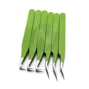 Nouvelles pinces à cils en acier inoxydable de couleur verte, pointe de précision, longueur 10 mm, qualité A+, pour soins personnels et pose de cils - Product Image 2