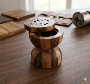 Quemador de incienso de sándalo hecho a mano con resina epoxi, soporte de madera con tapa perforada, difusor de aromaterapia para el hogar y uso religioso. - Product Image 1