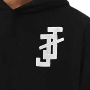 Sweat à capuche noir brodé épais en molleton doux, pull à manches longues, vêtement décontracté pour l'hiver - Product Image 2