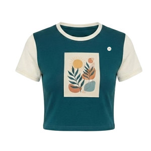 เสื้อยืดครอปผู้หญิงสมัยใหม่ แขนสั้น คอกลม เสื้อตัวสั้น เสื้อผ้าลำลอง สวมใส่สบาย ผ้าเนื้อนุ่ม ใส่ได้ทุกวัน - Product Image 5