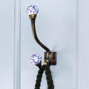 ตะขอแขวนผนังเซรามิกทำมือ ลายเซรามิกสีน้ำเงิน ตะขอแขวนเสื้อคู่ ตกแต่งผนัง รับน้ำหนักได้มาก ขายส่ง - Product Image 2