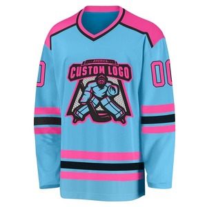 Custom Sky Blue Pink Black Hockey Jersey Sublimation Breathable Team Uniform Stitched Training Sportswear Men Youth Adult Top - Product Image 5