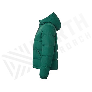 Hooded Quilted Waterproof <b>Bubble</b> Jacket Black Full Sleeve Winter Windproof Cotton Shell Knitted Fabric Polyester Filling Stand - Product Image 3