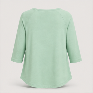 <b>Womens</b> Pale Mint Green <b>V</b> <b>Neck</b> Three Quarter Raglan Sleeve Relaxed <b>T</b> <b>Shirt</b> WTS-0022 - Product Image 2
