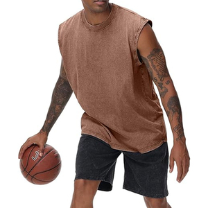 Manufacturer Wholesale Men Summer Vest Loose Sleeveless 100% Cotton Custom <b>Logo</b> Front MenSinglet Tank Tops Breathable Quick Dry - Product Image 5